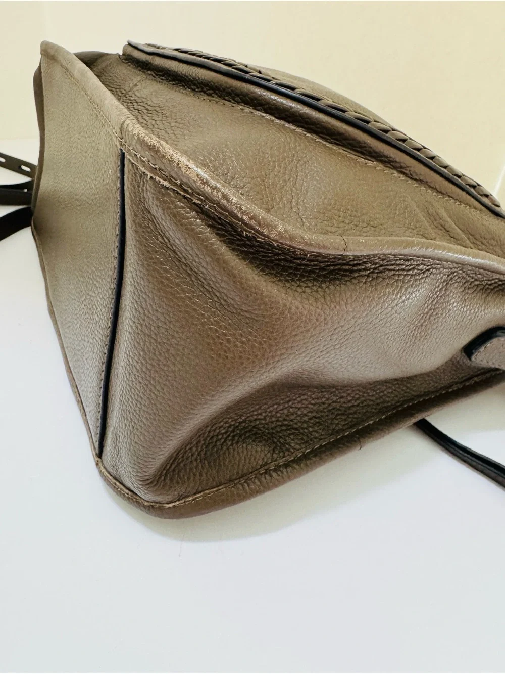 Lodis Margo Brown Olive Leather Satchel Crossbody Braided Top Handle